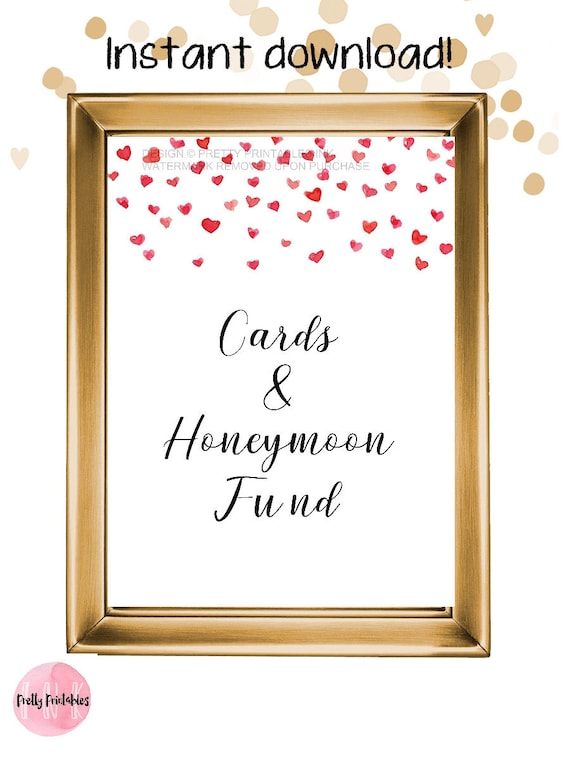 Printable Cards and Honeymoon Fund Sign | Instant Download Honeymoon Fund Sign | Printable Wedding Sign Il_570xn