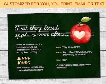 Teacher Bridal Shower Invitation, Classroom Shower Invitation, School Bridal Shower Invitation, Apple-Y Ever After Teacher Shower Invitation