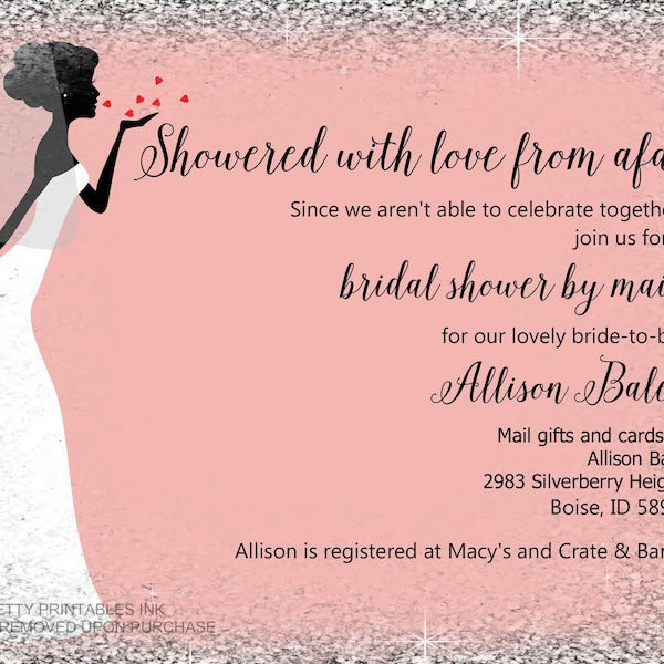 Bridal Shower by Mail Invitation | Mail Bridal Shower Invite | Quarantine Shower By Mail Invitation | Virtual Bridal Shower Invite