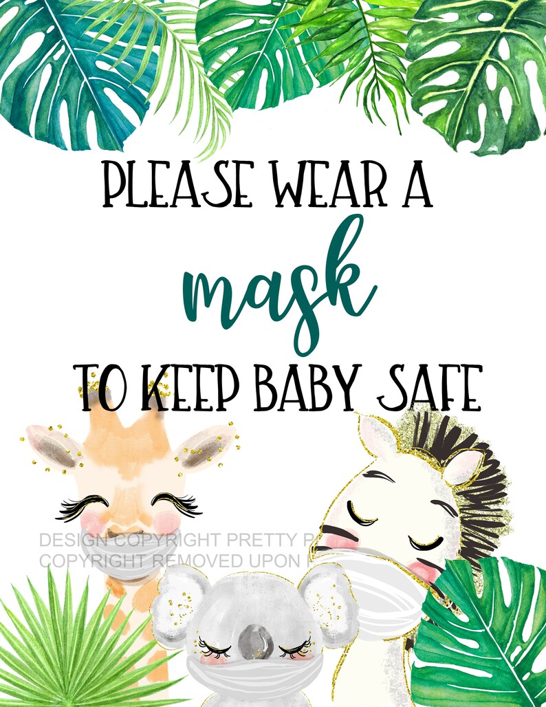 Baby Mask Sign Printable Wear a Mask Baby Shower Sign Etsy Canada