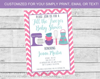 Fill the Freezer Baby Shower Invite | Freezer Meal Baby Shower Invite |  Meals for Baby Invitation | Girl Baby Shower Invite