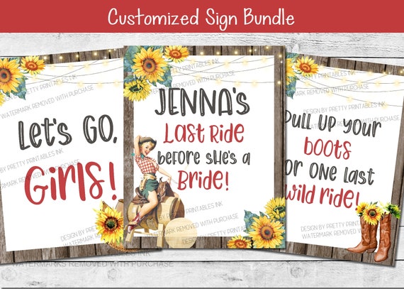 Cowgirl Bachelorette Signs Bundle, Bride's Last Ride Bachelorette Signs, Nashville Bachelorette Signs, Last Rodeo Signs Il_570xn