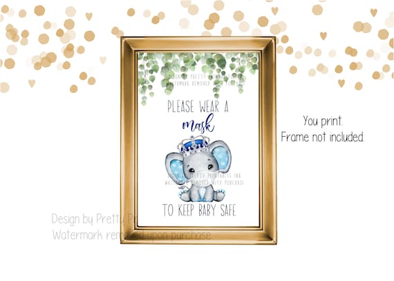 Baby Mask Sign Printable | Wear a Mask Baby Shower Sign Printable | Please Take a Mask Sign | Social Distance Sign | Boy Shower Mask Sign Il_570xn