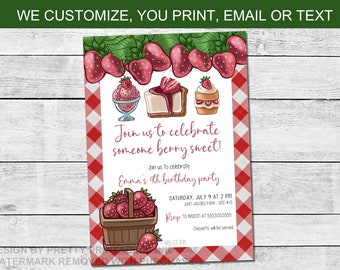 Berry Birthday Invitation | Strawberry Birthday Party Invitation | Girl Birthday Invitation | Kids Birthday Party Invitation