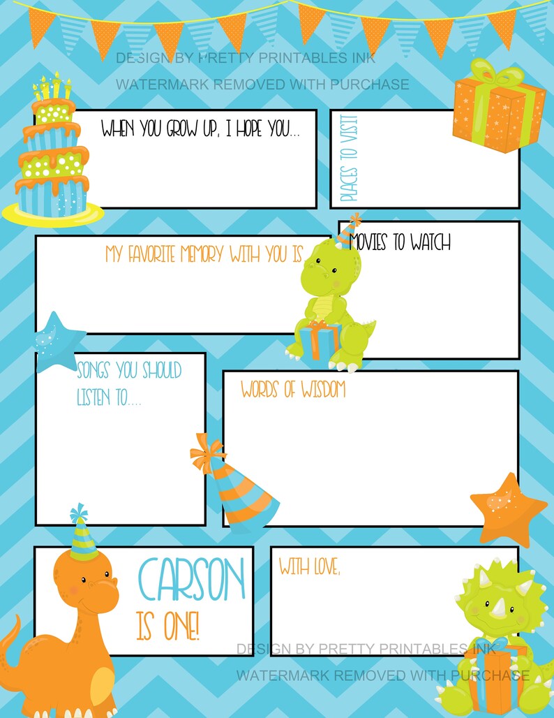 First Birthday Time Capsule Printable 1st Birthday Time - Etsy
