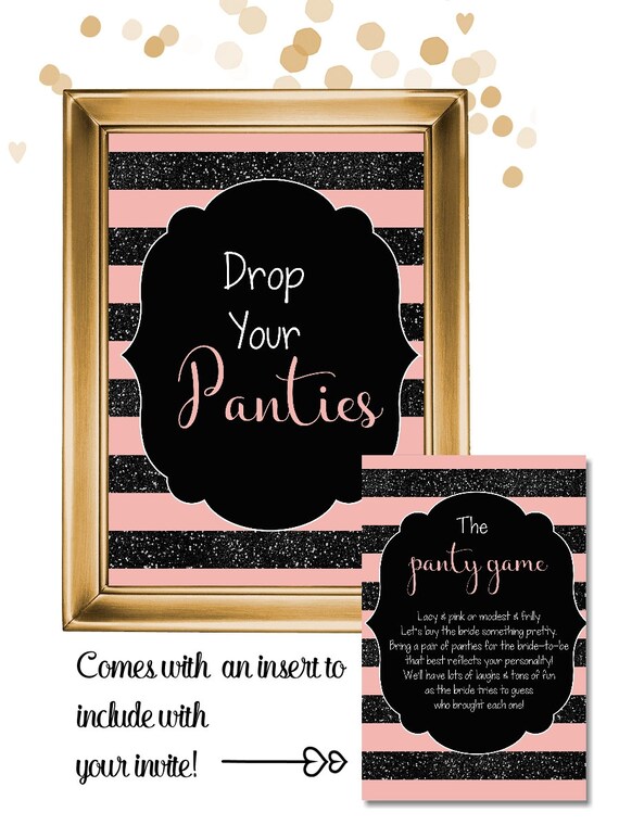 Printable panty game | panty game sign and insert | drop your panties sign | lingerie shower game | bachelorette game | hen party game Il_570xn