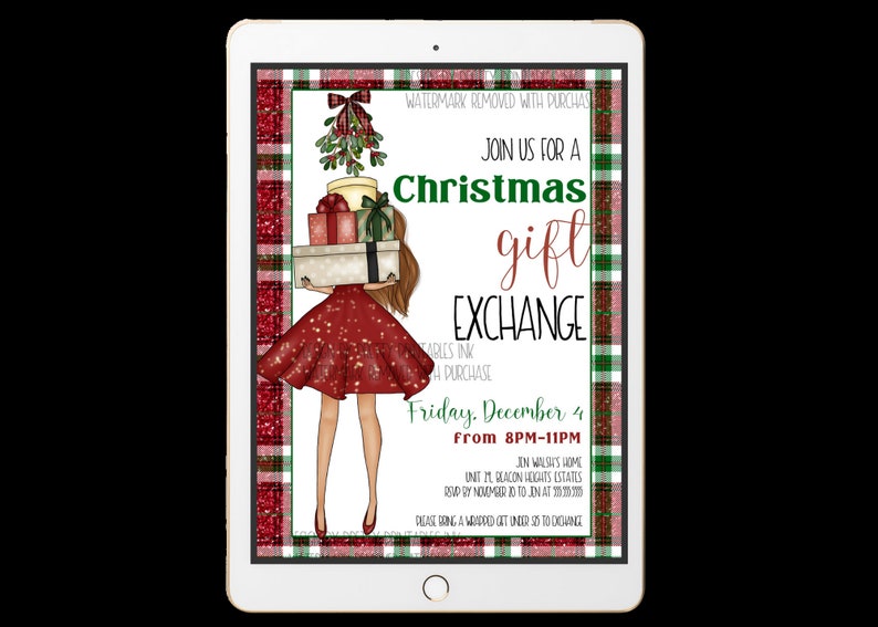 Christmas Gift Exchange Invitation Holiday Gift Exchange Etsy