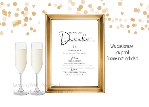 Printable Signature Drinks Sign, Customized Signature Drinks Sign for Wedding, Minimalist Signature Drinks Wedding Sign - BLANCHE Il_570xn