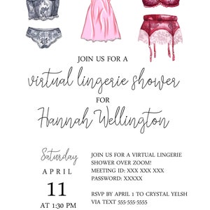 Virtual Lingerie Shower Invitation Virtual Bridal Shower Invitation Lingerie Shower by Mail Invitaiton image 2