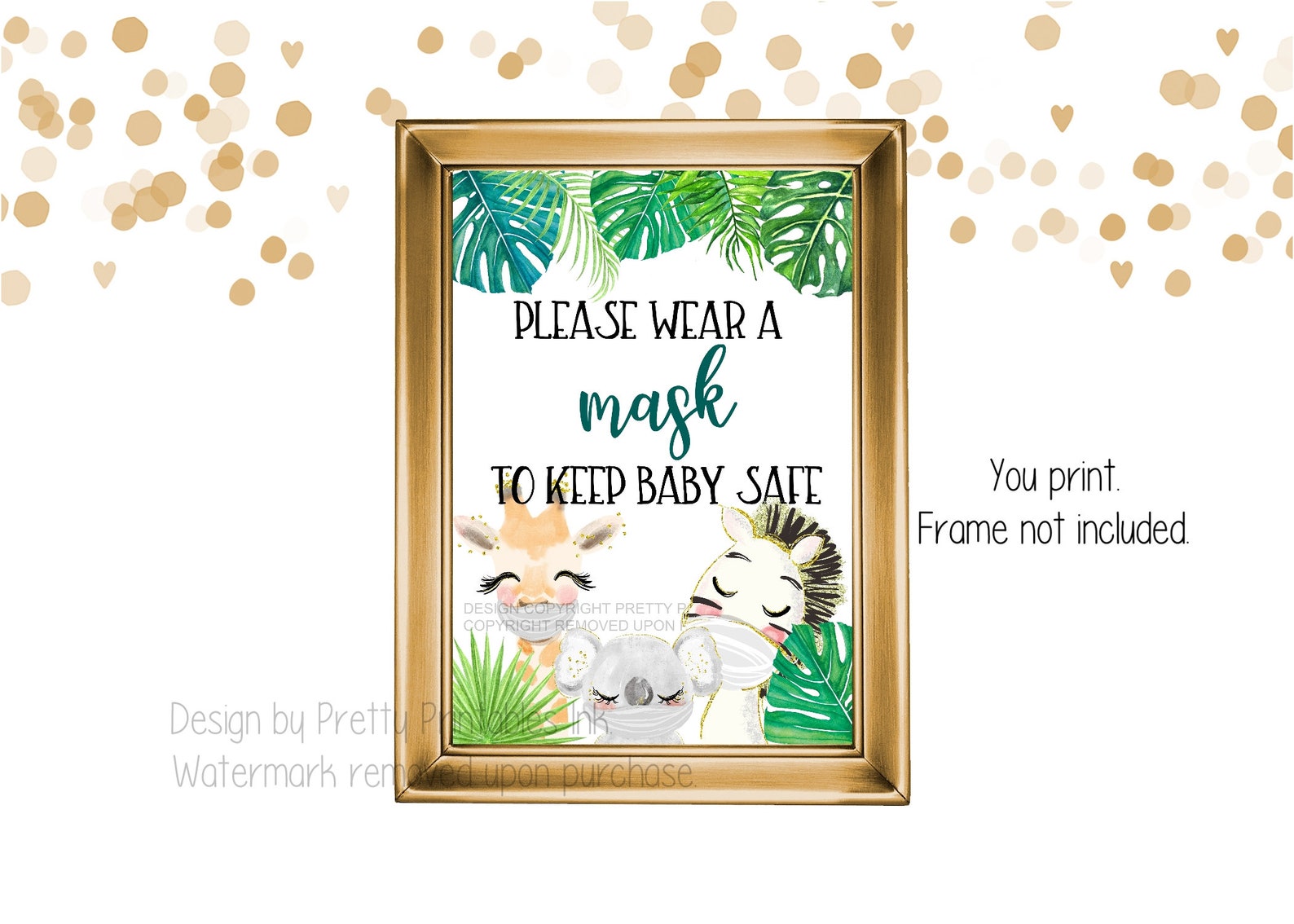 Baby Mask Sign Printable Wear a Mask Baby Shower Sign Printable Animal