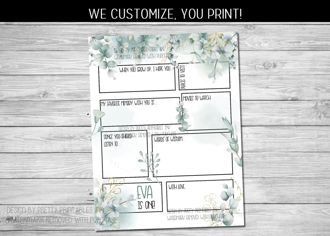First Birthday Time Capsule Printable | 1st Birthday Time Capsule | Wild One Birthday Capsule ...
