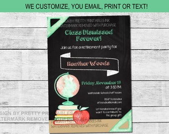 Teacher Retirement Party Invitation Customized, School Retirement Invite Printable, Teacher Retirement E-vite, Principal Retirement Invite