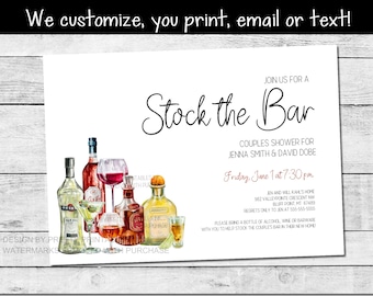 Stock the Bar Invitation, Couples Shower Invitation, Housewarming Party Invitation, Engagement Party Invitation, Bar Couples Shower Invite