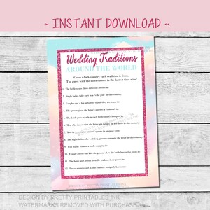 Lover Bridal Shower Game | Wedding Traditions Around The World Game | Wedding Traditions Bridal Shower Game | Lover Era Bridal Shower Game