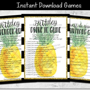 Adult Birthday Games Printable | Fun Birthday Party Games | 21st Birthday Games | 30th Drinking Games | Woman Birthday Drinking Games
