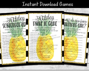 Adult Birthday Games Printable | Fun Birthday Party Games | 21st Birthday Games | 30th Drinking Games | Woman Birthday Drinking Games