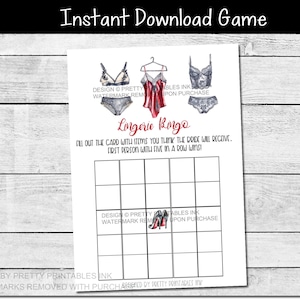 INSTANT DOWNLOAD lingerie bingo game classy lingerie game lingerie shower game lingerie bingo card lingerie bachelorette game image 1