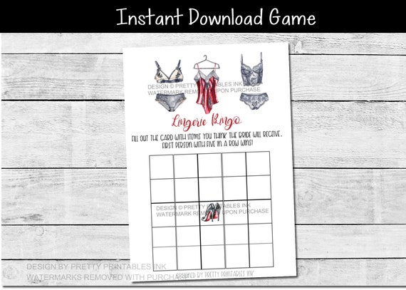INSTANT DOWNLOAD lingerie bingo game | classy lingerie game | lingerie shower game | lingerie bingo card | lingerie bachelorette game Il_570xn