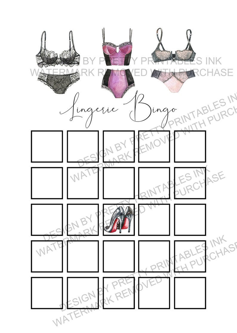 Lingerie Bingo Game Instant Download Printable Lingerie Shower Bingo Game Classy Lingerie Shower Game Lingerie Party Game image 2