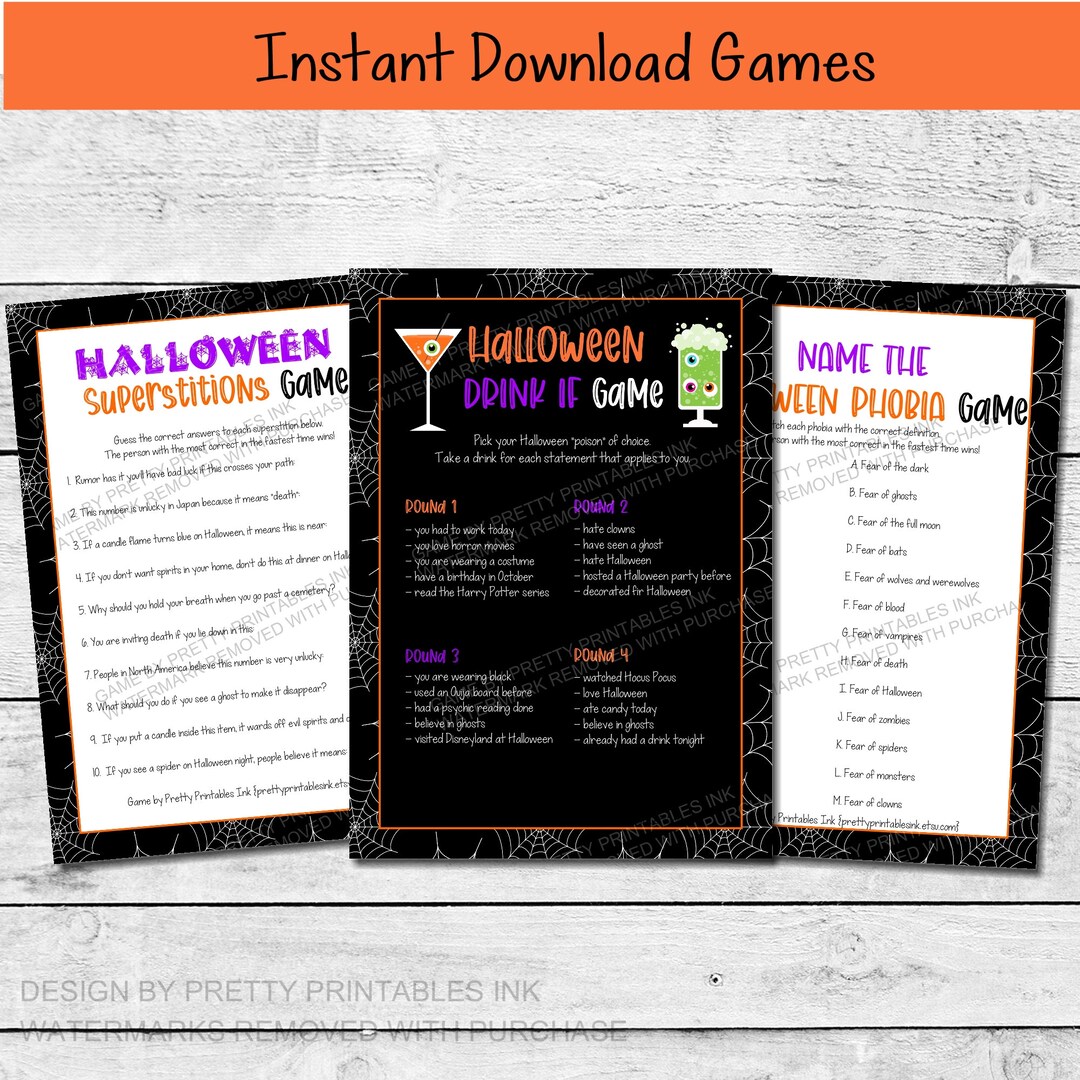 Printable Halloween Games Bundle Adult Halloween Games Halloween ...