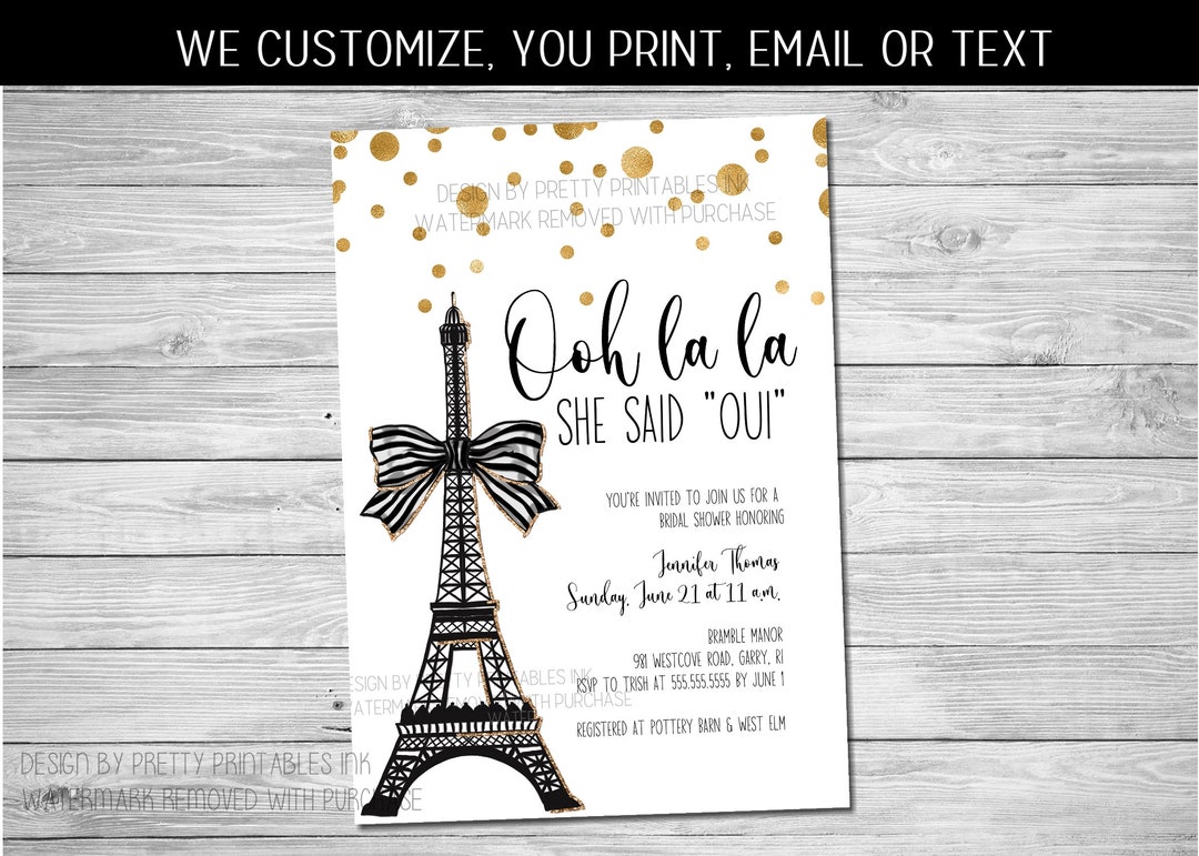 Paris Bridal Shower Invitation, French Bridal Shower Invitation, She