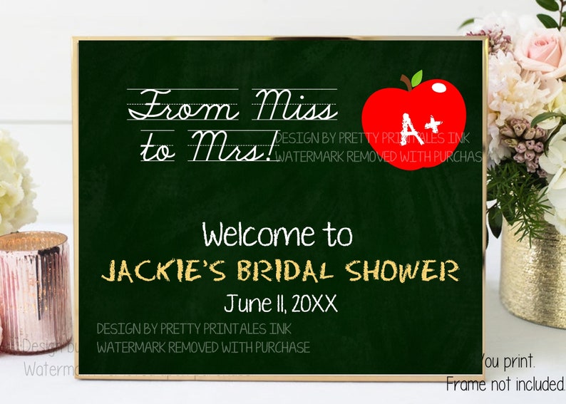 Teacher Bridal Shower Sign Printable Bridal Shower Etsy