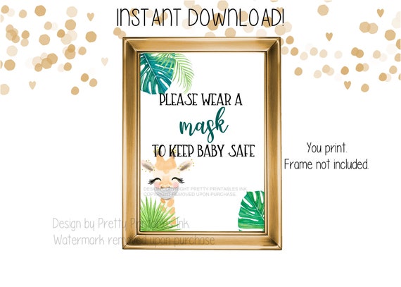 Wear a Mask Baby Shower Sign Printable | Please Take a Mask Sign | Wear a Mask Welcome Sign | Baby Mask Sign | Social Distance Sign Il_570xn