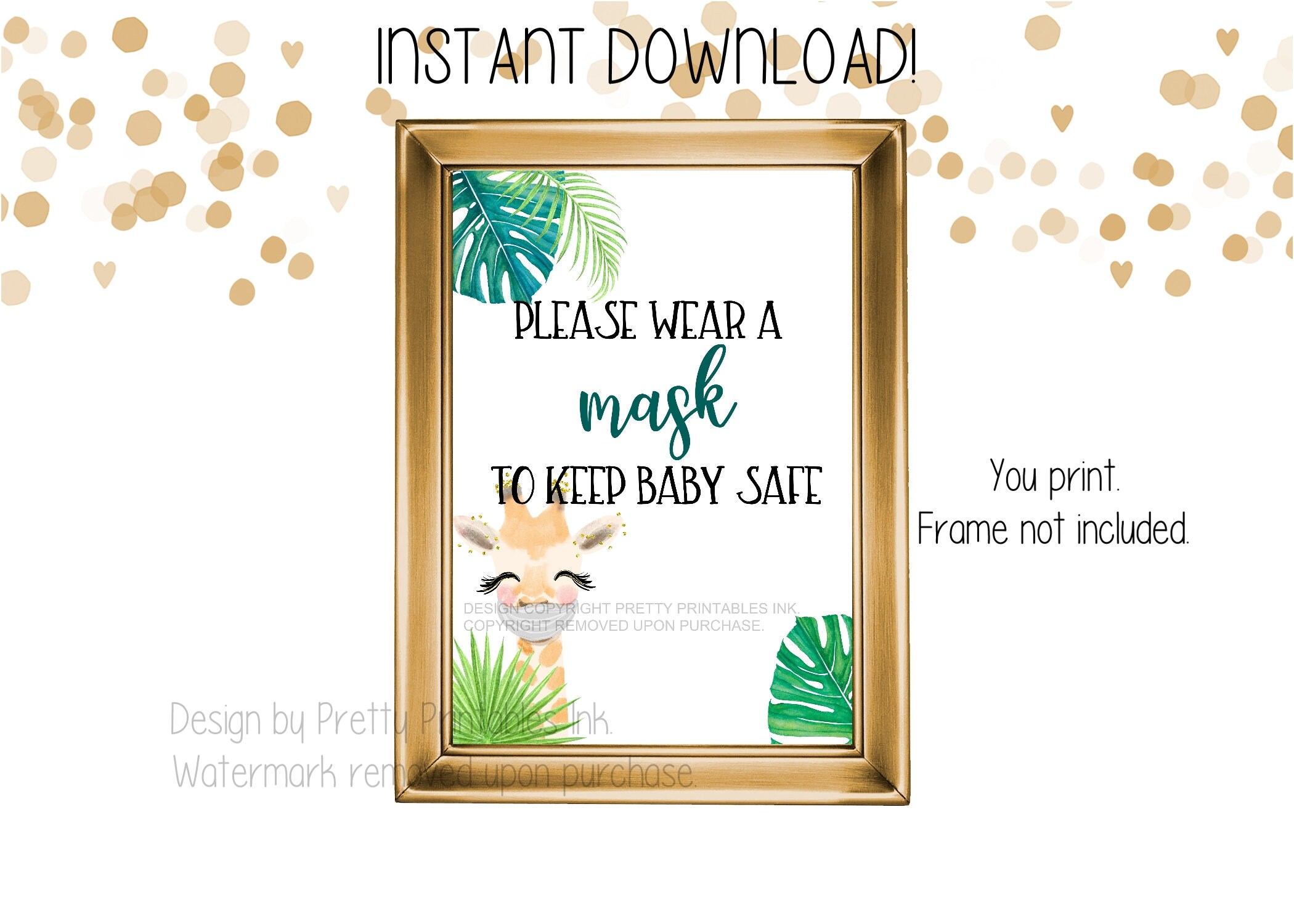 Wear a Mask Baby Shower Sign Printable Forest Shower Mask Sign Baby