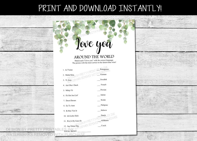 Printable Travel Themed Bridal Shower Game Love Around the Etsy