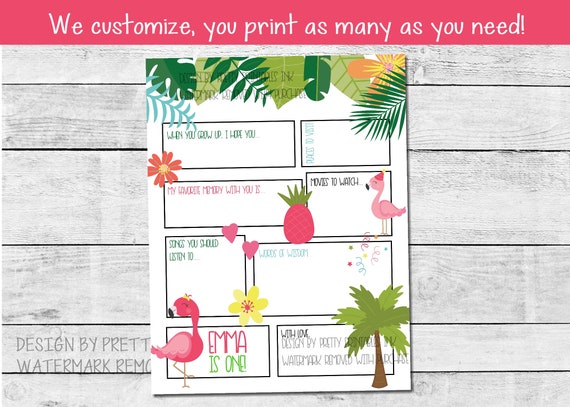 Printable first birthday time capsule, 1st birthday time capsule, flamingo first birthday time capsule, flamingle birthday time capsule Il_570xn