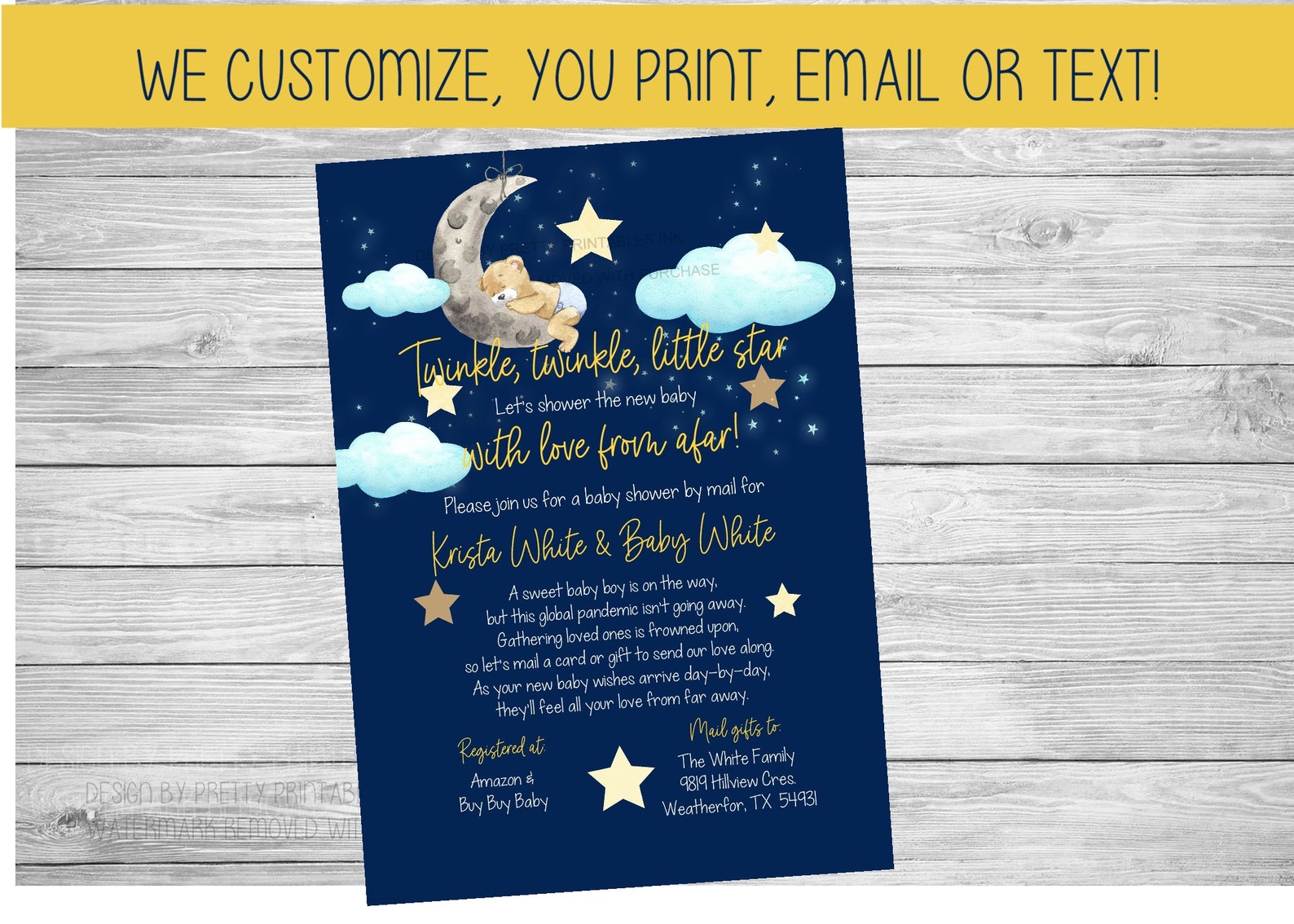 Baby Shower by Mail Invitation Printable Boy Baby Shower by Etsy Canada