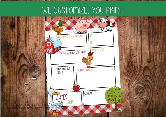 First Birthday Time Capsule Printable | 1st Birthday Time Capsule | Farm Birthday Capsule | Barnyard Birthday Capsule | Farm Animal Party Il_570xn