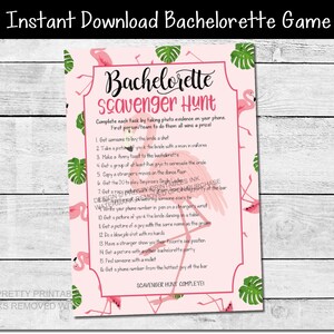 Flamingo Bachelorette Scavenger Hunt Photo Challenge (Printable)