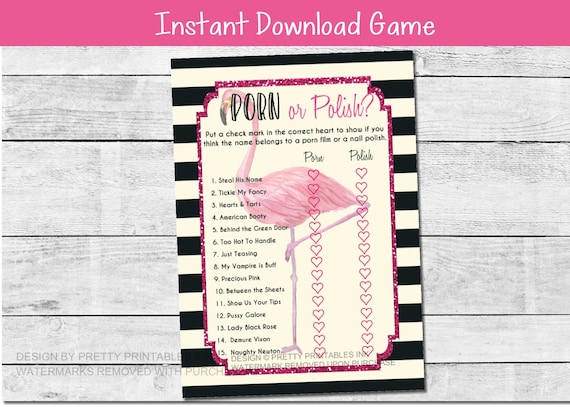 570px x 407px - Flamingo bachelorette game printable, porn or polish game, polish or porn  game, bachelorette game, flamingo nail polish game, hen party game by Glass  Slipper Designs | Catch My Party