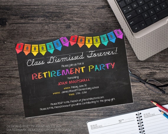 Printable teacher retirement party invitation / class dismissed invite / school's out invite / principal retirement / school retirement Il_570xn