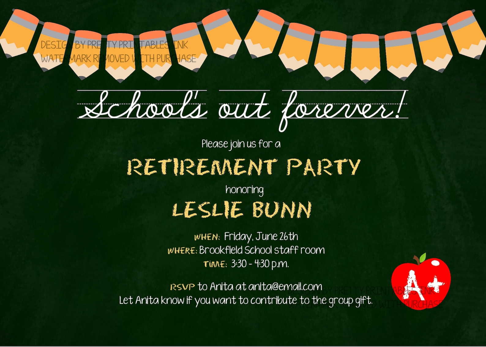 Teacher Retirement Party Invitation printable Teacher - Etsy Canada