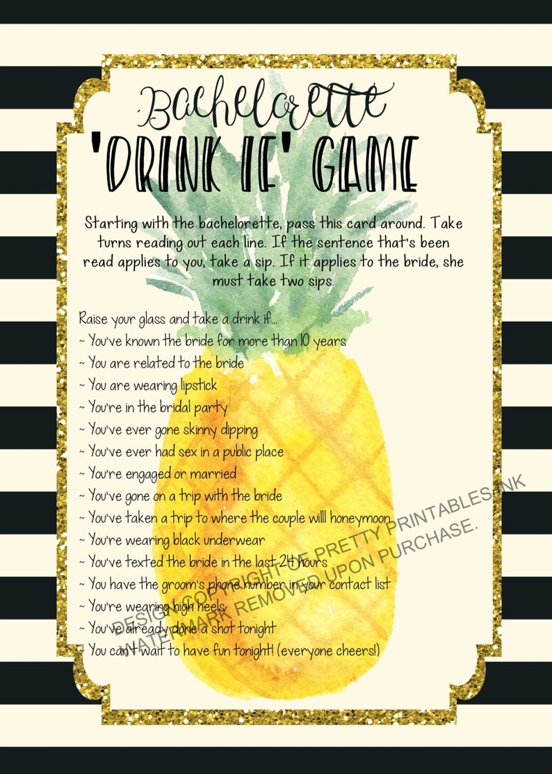 Bachelorette drink if game pineapple printable bachelorette game bachelorette drinking game bachelorette game beach bachelorette image 2