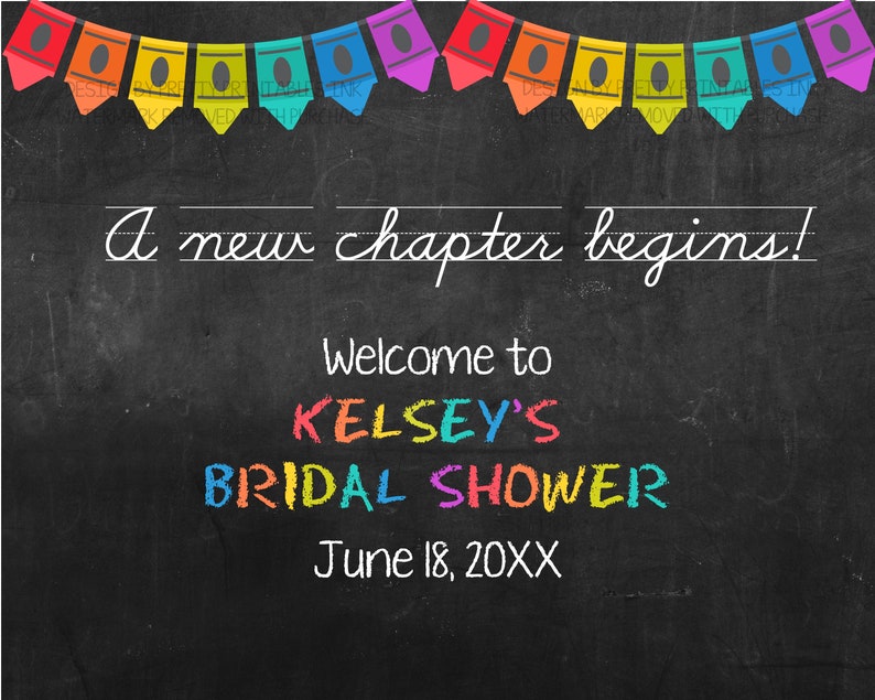 Teacher bridal shower sign printable, bridal shower welcome sign, teacher welcome sign, classroom party sign, customized classroom sign image 2