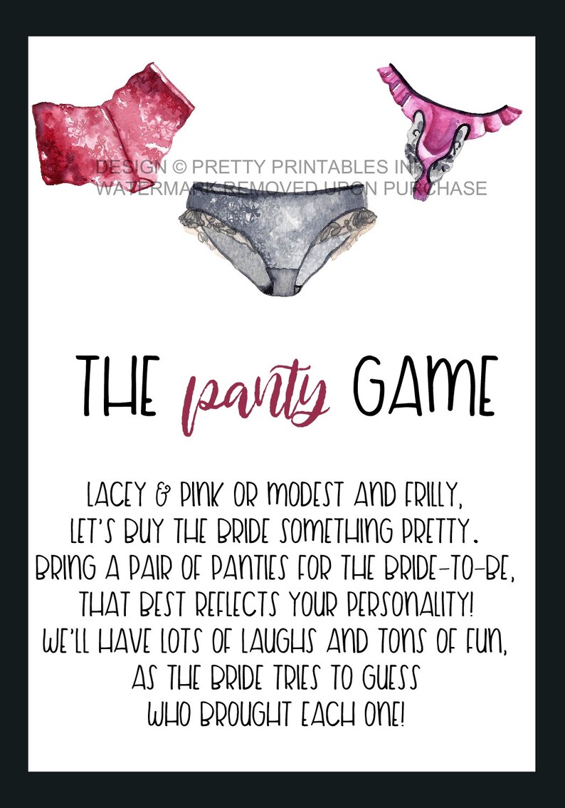 Lingerie Shower Drop Your Panties Sign and Insert, Drop Your Panties Game, Panty Game Printable, Lingerie Party Game, Lingerie Shower Game image 3