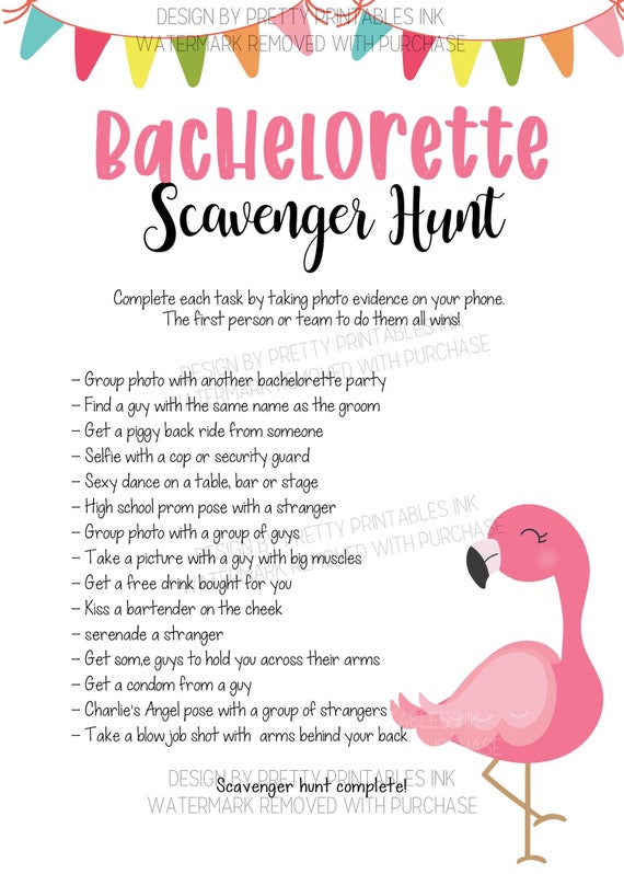 Instant Download Printable Bachelorette Scavenger Hunt