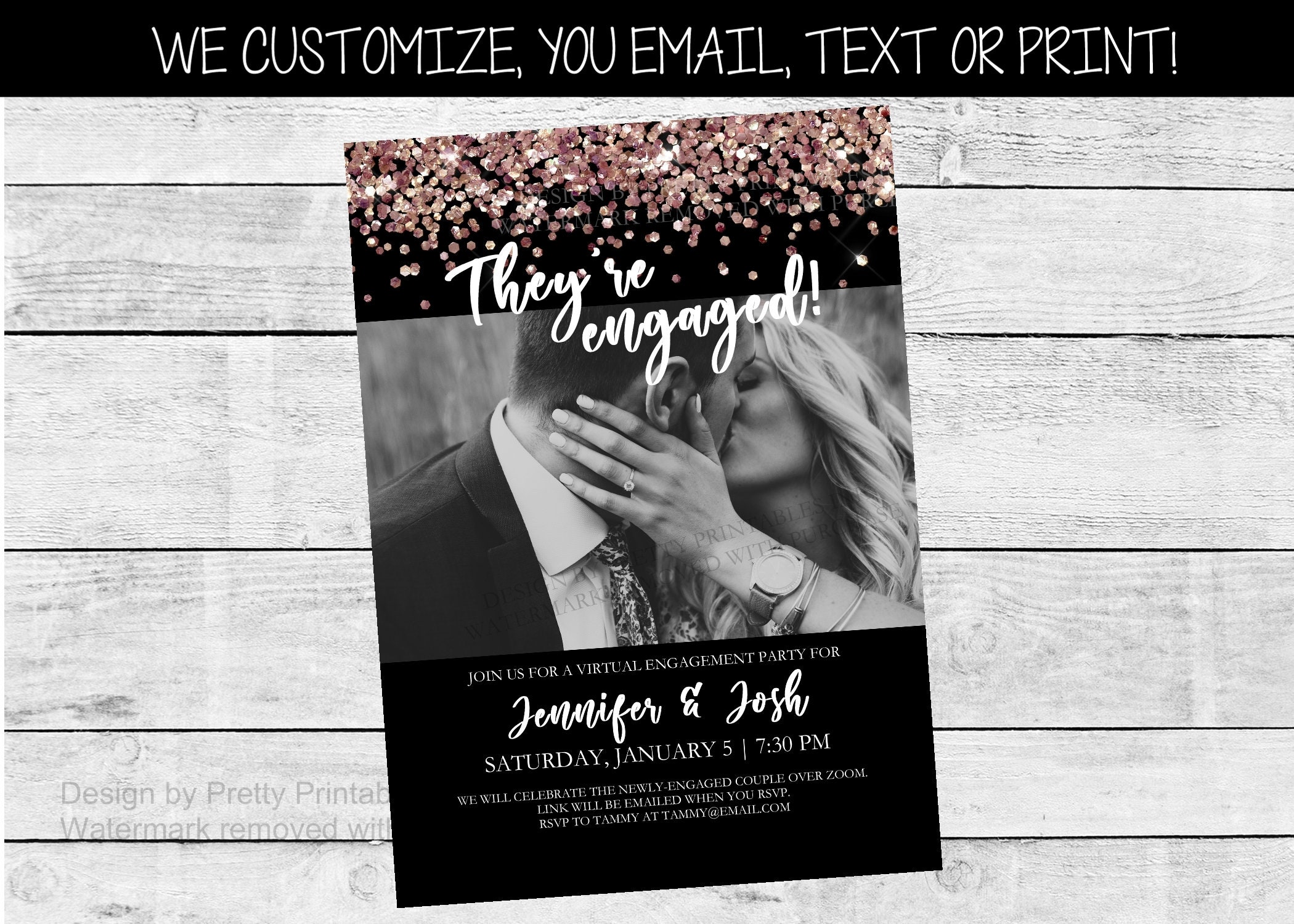 Virtual Engagement Party Invitation Photo Engagement Party Etsy