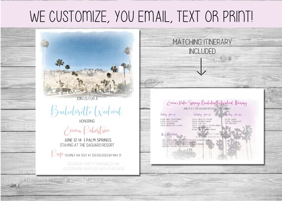 Palm Springs Bachelorette Invitation with Itinerary Printable | Palm Springs Bachelorette Weekend Invitation | Palm Springs Itinerary Il_570xn