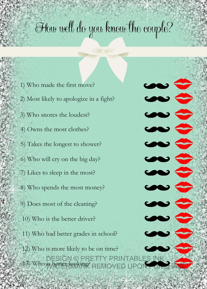 Bridal Shower Games Printable Wedding Shower Games Virtual Etsy