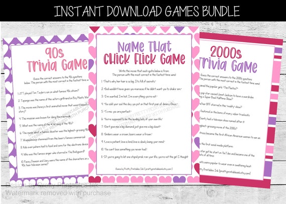 Girls Night Games Printables | Virtual Girl's Night In Games | Virtual Girls Night Games | Virtual Birthday Games | Woman Birthday Games Il_570xn