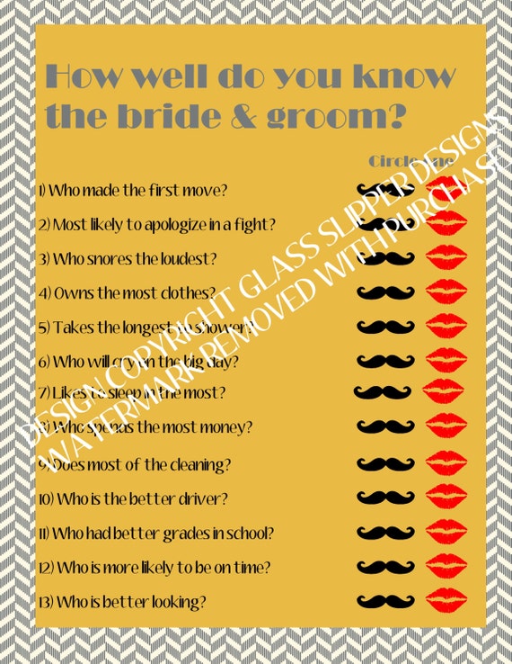 Instant Download Printable Bridal Shower Game Couples Shower