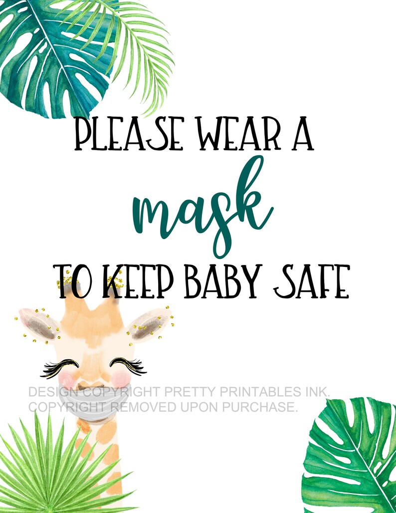 Wear a Mask Baby Shower Sign Printable Please Take a Mask Etsy Canada