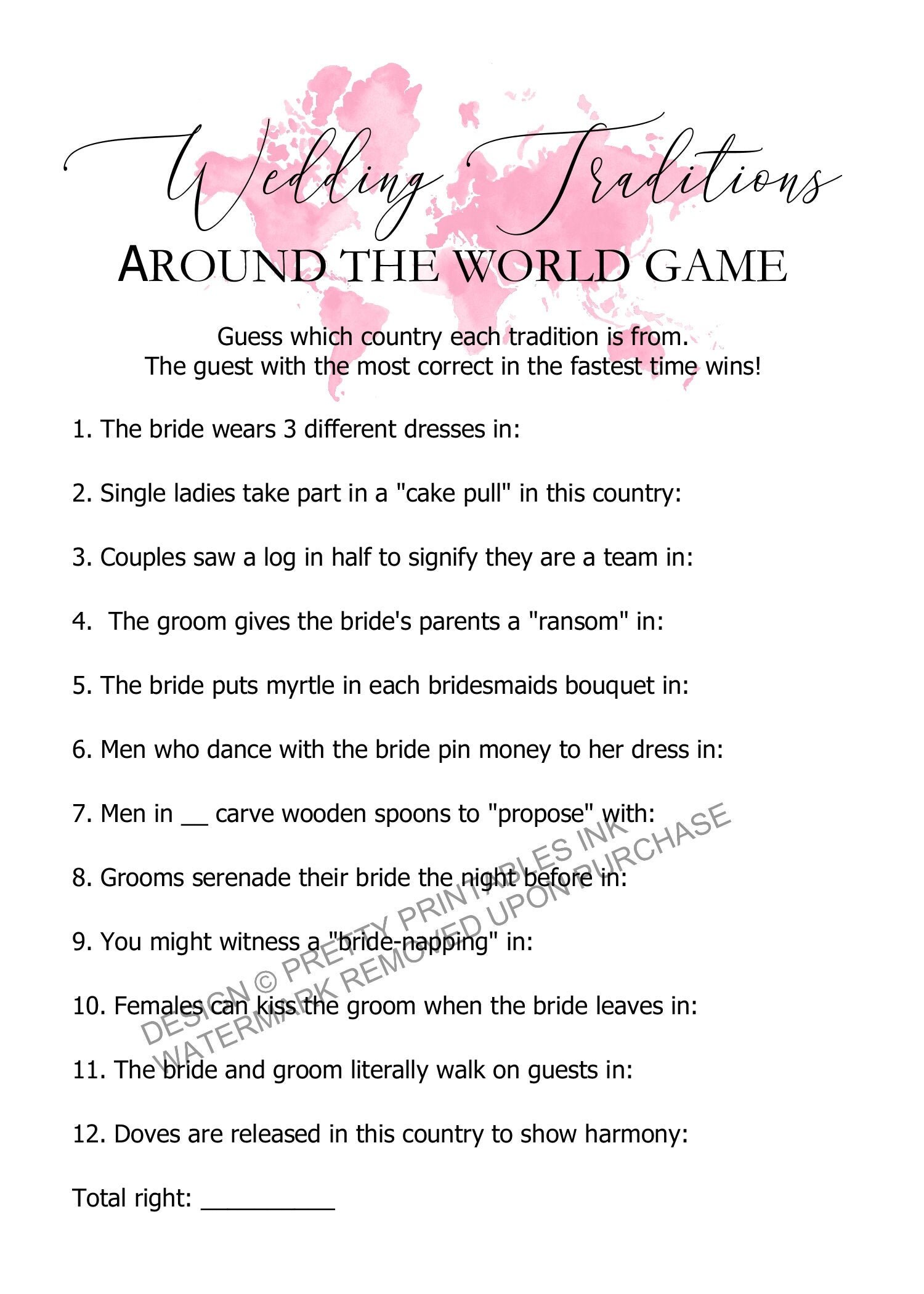 Printable Travel Themed Bridal Shower Game Wedding Etsy Canada