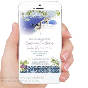 Greek bridal shower on iPhone to see what invitation looks like as an e-vite