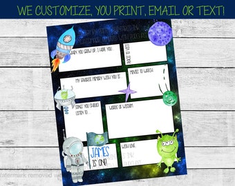 Space Birthday Time Capsule Printable, Outerspace Theme First Birthday Capsule, 1st Birthday Time Capsule, Boy Birthday Time Capsule