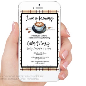 Love is Brewing Bridal Shower Invitation, Fall Bridal Shower Invitation Printable, Coffee Bridal Shower Invite, Autumn Bridal Shower Invite image 3